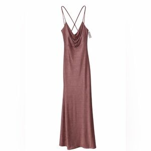 Morgan & Co. Backless Metallic Mauve Gown